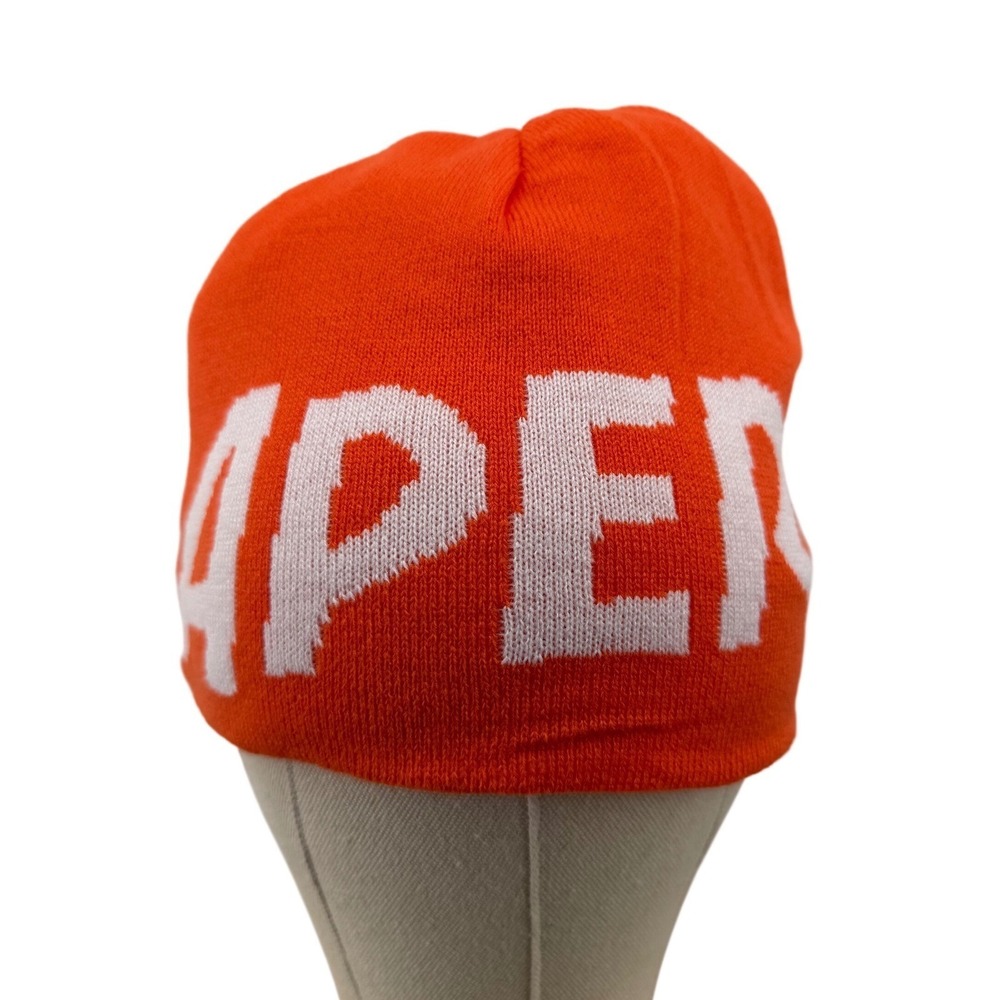 NEW Aperol‎ Reversible Orange White Knit Beanie Hat One Size Fits Most